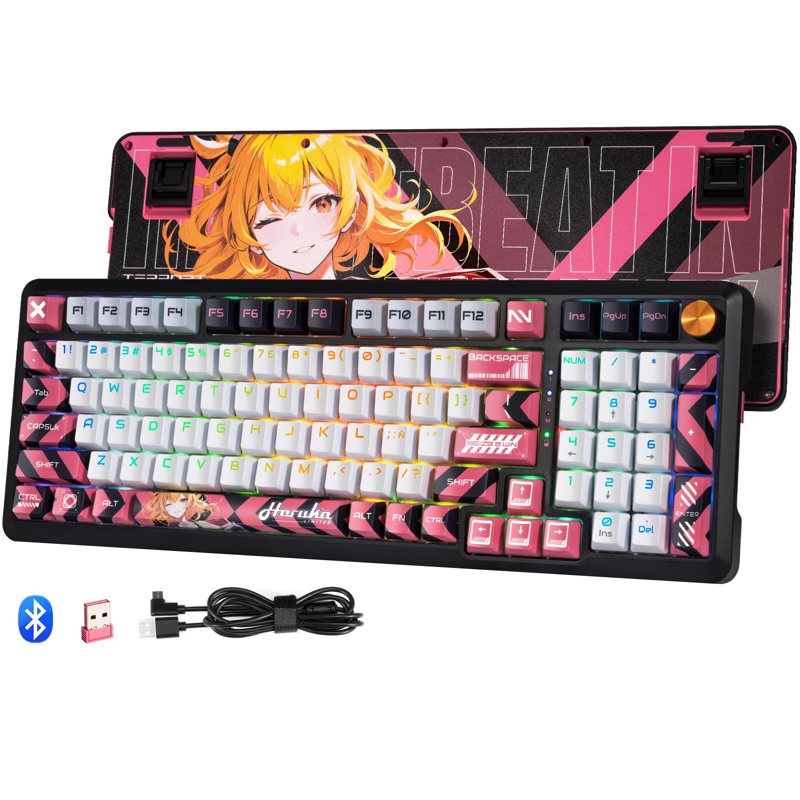 TECLADO TERPORT TR98H HARUKA ANIME, MECANICO, INALAMBRICO, RGB, 3 MODOS